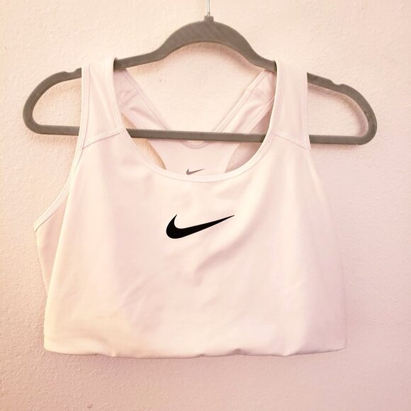 Nike White with Black Swoosh Sports Dri Fit Crop Top Size 2X EUC - Picture 1 of 5